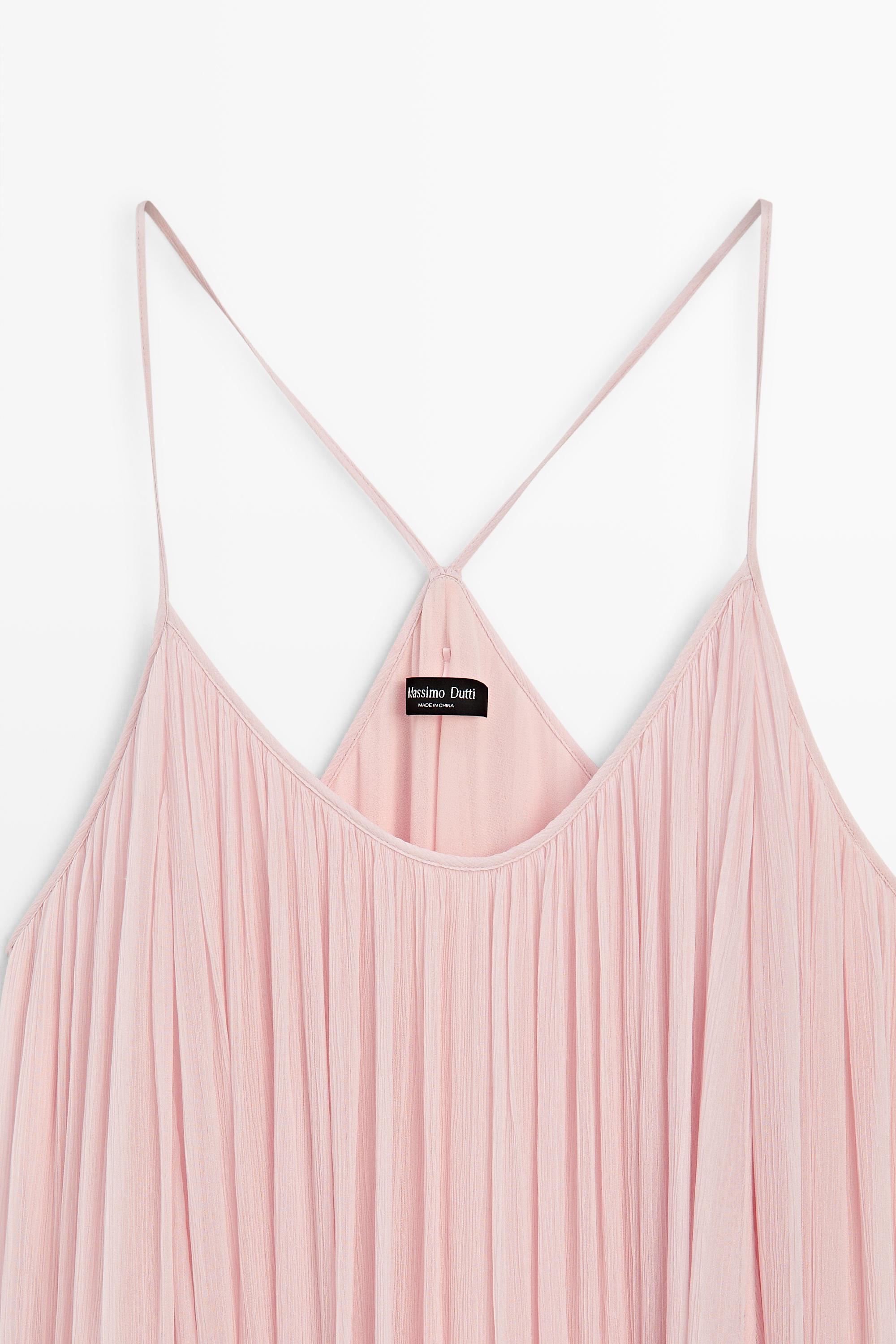 Flowing pleated spaghetti strap dress